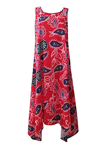 Vestido Tirantes Mujer Largo Bohemio Hippie Chic Vestido Estampado Floral Etnico Swing Vestido Linea a Tunica de Playa Casual Vestido Sin Mangas Hombros Descubierto Caftan Baño Talla Grande Maxi Dress