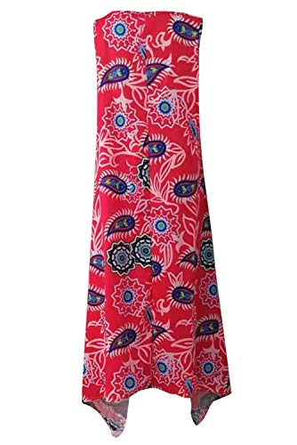 Vestido Tirantes Mujer Largo Bohemio Hippie Chic Vestido Estampado Floral Etnico Swing Vestido Linea a Tunica de Playa Casual Vestido Sin Mangas Hombros Descubierto Caftan Baño Talla Grande Maxi Dress