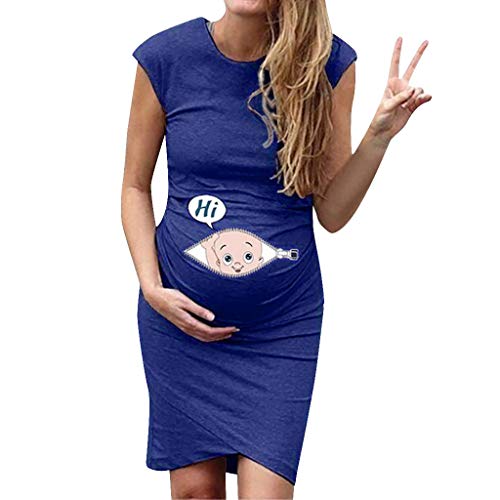 Vestidos sin Mangas de Mujer Ropa premamá Vestido de Maternidad Moda Estampado Baby Falda Larga Mujeres Embarazadas Suelto Casuales Woman Dress Verano MMUEJRY