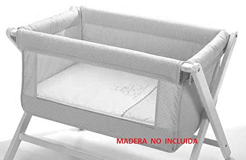 VESTIDURA PARA MINICUNA CON VENTANA ANIMALITOS GRIS