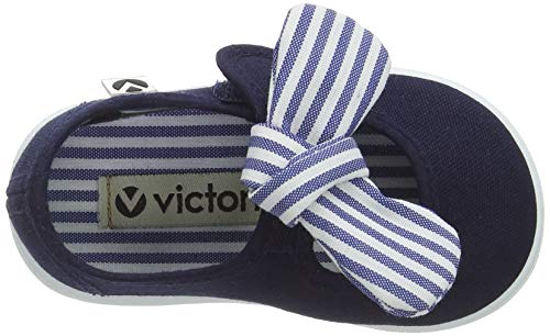 Victoria Mercedes Lona Pañuelo, Zapatos de primeros pasos para Bebé-Niñas, Azul (Marino), 20 EU