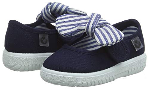 Victoria Mercedes Lona Pañuelo, Zapatos de primeros pasos para Bebé-Niñas, Azul (Marino), 20 EU