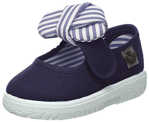 Victoria Mercedes Lona Pañuelo, Zapatos de primeros pasos para Bebé-Niñas, Azul (Marino), 20 EU