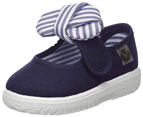 Victoria Mercedes Lona Pañuelo, Zapatos de primeros pasos para Bebé-Niñas, Azul (Marino), 21 EU