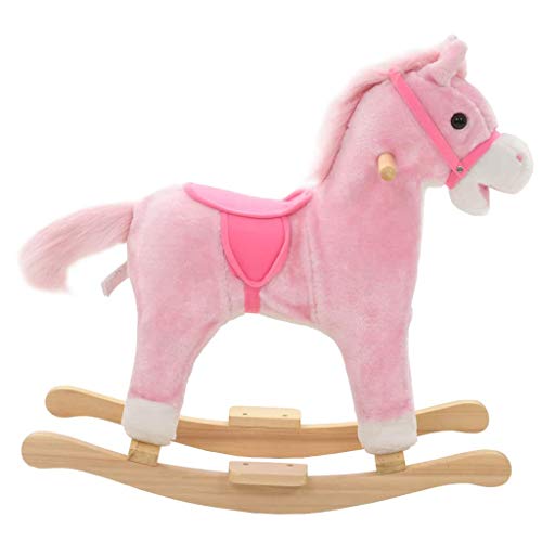 vidaXL Caballito Balancín Niño Rosa Mecedora Caballo Peluche Infantil 24 Meses