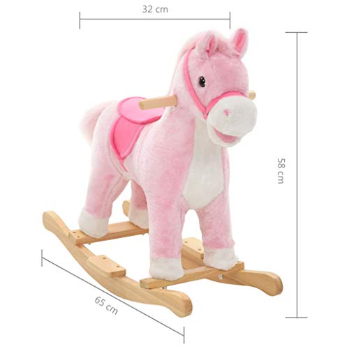 vidaXL Caballito Balancín Niño Rosa Mecedora Caballo Peluche Infantil 24 Meses