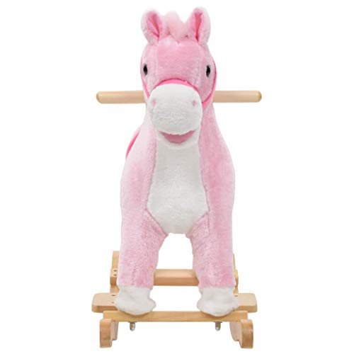 vidaXL Caballito Balancín Niño Rosa Mecedora Caballo Peluche Infantil 24 Meses