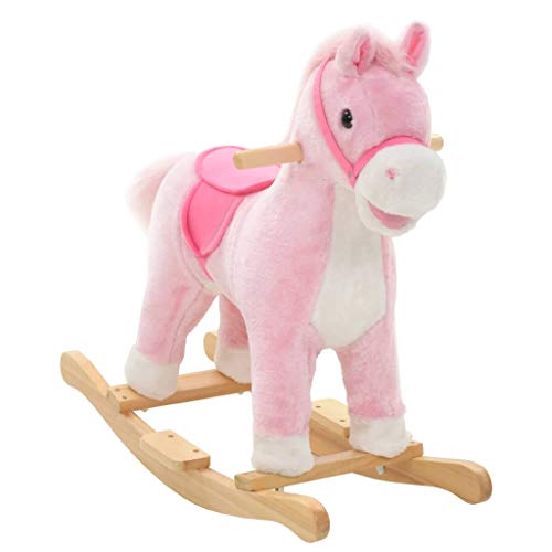 vidaXL Caballito Balancín Niño Rosa Mecedora Caballo Peluche Infantil 24 Meses