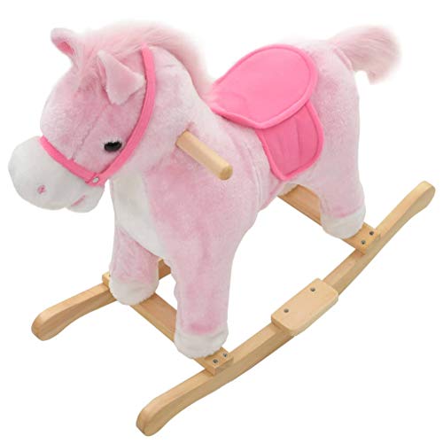 vidaXL Caballito Balancín Niño Rosa Mecedora Caballo Peluche Infantil 24 Meses