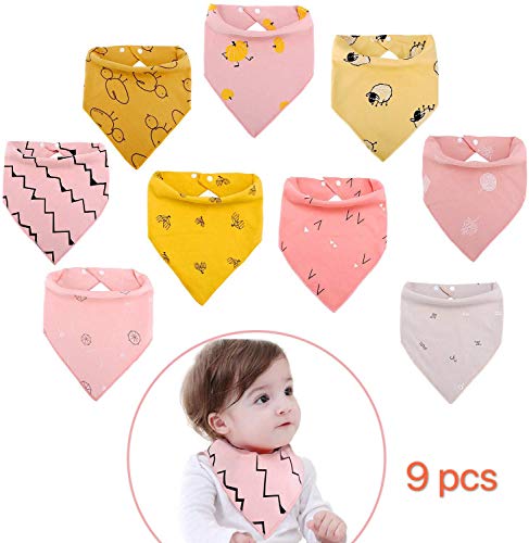 Viedouce Baberos Bebe Bandanas con 2 Ajustables Botón a Presión,100% Algodón Orgánico,Suave & Absorbente,Baberos Drool para Niños Niñas (color-10)