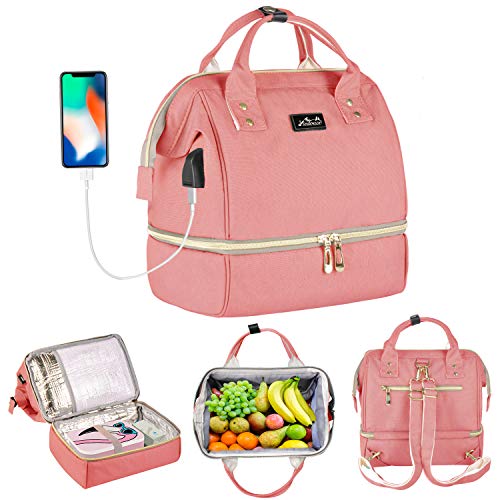 Viedouce Mini Bolsas Térmicas,Bolsas para Picnic Porta,Bolsa de Almuerzo,Mochila para Bebé Pañales,Multifuncional Mochila de Viaje con Puerto Carga USB & 2 Correa Hombro Ajustable(Talla Pequeña)