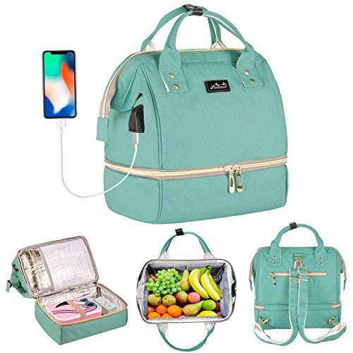 Viedouce Mini Bolsas Térmicas,Bolsas para Picnic Porta,Bolsa de Almuerzo,Mochila para Bebé Pañales,Multifuncional Mochila de Viaje con Puerto Carga USB & 2 Correa Hombro Ajustable(Talla Pequeña)