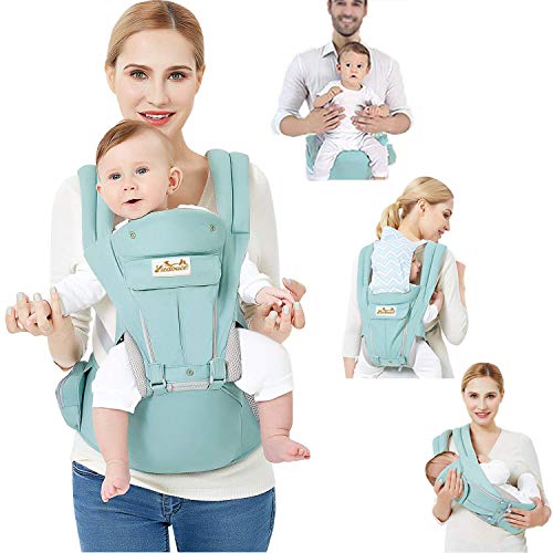 Viedouce Portabebe Ergonómico con Asiento/Puro algodón Ligero y Transpirable/Multiposición:Dorsal, Ventral, Ajustable para Recién Nacidos y Niños Pequeños de 3-48meses (3.5 a 20 Kg)