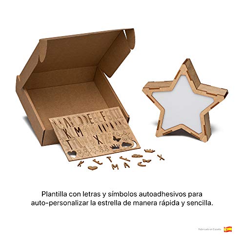 VINTIUN Lampara Infantil Quitamiedos para Niños/Bebé en forma de Estrella. Luz Nocturna Personalizable con Tu Nombre (Corriente)