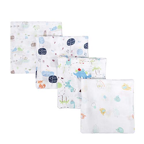 Viviland Mantas Envolventes de Muselina de Bambú Algodón,Swaddle Paquete de 4, Mantitas para Bebes Recién Nacidos,120x120 cm