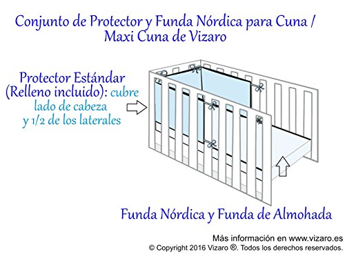 Vizaro - Conjunto de Funda Nórdica y Protector de MaxiCuna 70x140 cm - Algodón Puro - 3 Piezas - Med. 100x135cm - Hecho UE, OekoTex - Estrella