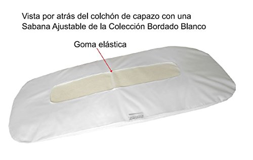 Vizaro - Sábana Bajera para Colchón de Capazo de Carrito de Bebé 70-80x30-35cm - Algodón Puro - Hecho UE, OekoTex - Bordado Blanco