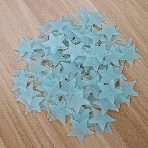 VORCOOL Luna Estrellas Luminosas Pegatinas de Pared Techo Brillan Oscuridad Azul Claro 101 Unidades