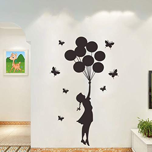 VOSAREA Tatuajes de Pared calcomanías Mural Mariposa Globo Chica extraíble DIY para niños Dormitorio Sala de Estar decoración para el hogar