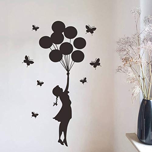 VOSAREA Tatuajes de Pared calcomanías Mural Mariposa Globo Chica extraíble DIY para niños Dormitorio Sala de Estar decoración para el hogar