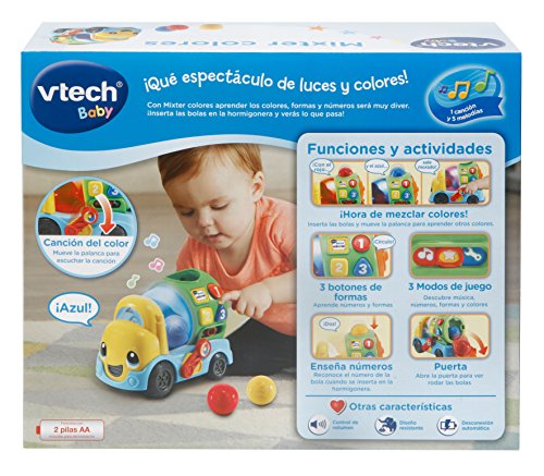 VTech-80-601922 Mixter, camión hormigonera Infantil con más de 75 melodías, Canciones y Voces, enseña Formas, números y a Mezclar los Colores Mediante Luces, Multicolor (3480-601922)