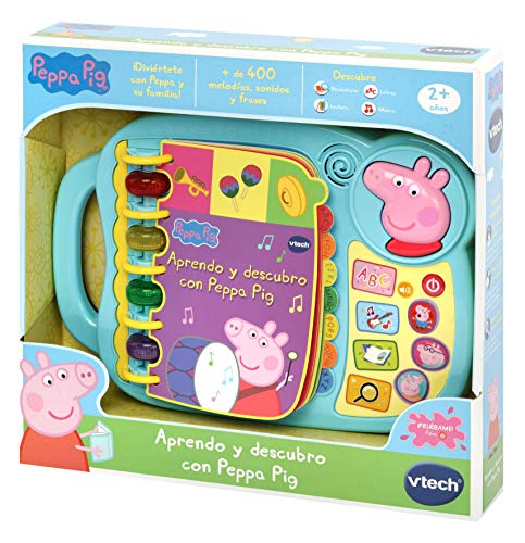 VTech- Aprendo y Descubro con Peppa Pig Libro Infantil Que Enseña El Abecedario y Nuevas Palas, Multicolor, Talla Única (3480-518022)