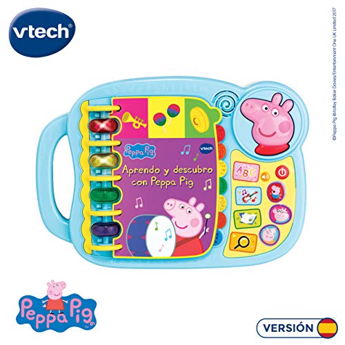 VTech- Aprendo y Descubro con Peppa Pig Libro Infantil Que Enseña El Abecedario y Nuevas Palas, Multicolor, Talla Única (3480-518022)