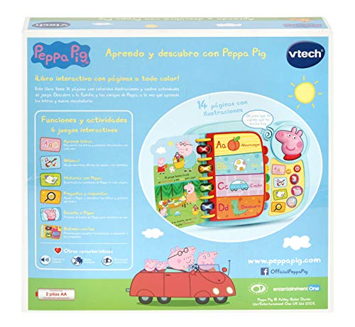 VTech- Aprendo y Descubro con Peppa Pig Libro Infantil Que Enseña El Abecedario y Nuevas Palas, Multicolor, Talla Única (3480-518022)