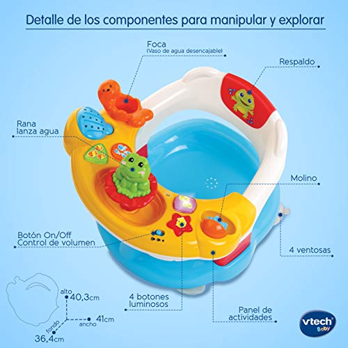 Vtech Aquasilla 2 en 1, silla de baño y panel de actividades, juguete para jugar dentro y fuera del agua, multicolor (80-515422)