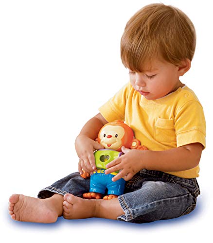 VTech - Armando el mono, Monito interactivo para aprender a vestirlo, enseña los colores, hábitos para vestirse, emociones, sentimientos y estimula los sentidos del tacto,auditivo y visual (80-129622)