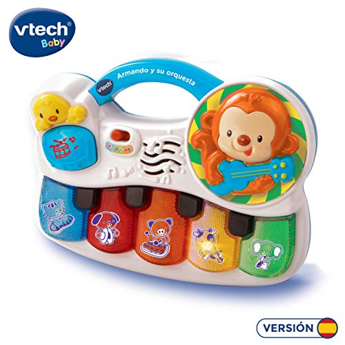 VTech- Armando y su Orquesta Piano Interactivo para Aprender los Instrumentos, los Animales y Sus Sonidos, Color Blanco, 27.4 x 21.6 x 7.9 (3480-150822)