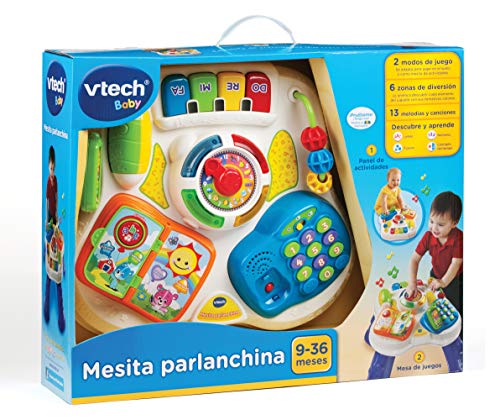 VTech Baby - Mesita parlanchina 2 en 1, mesa de actividades infantil con panel interactivo de actividades extraíble (80-148022)