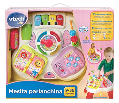 VTech Baby - Mesita parlanchina 2 en 1, mesa de actividades infantil con panel interactivo de actividades extraíble (80-148057)