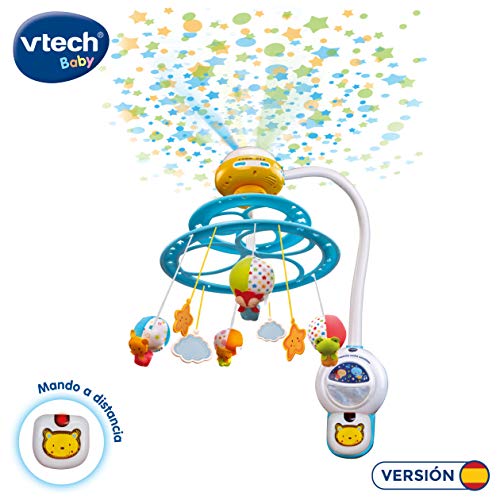 VTech - Baby Noche Estrellitas, Proyector móvil para bebé, con luces y sonidos relajantes, lámpara/módulo extraíble, mando a distancia y temporizador (80-181022)