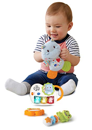 VTech - Canastilla de juguetes, estuche de regalo para bebé recién nacido que incluye peluche mordedor, sonajero, piano interactivo y espejo de seguridad (80-522022)