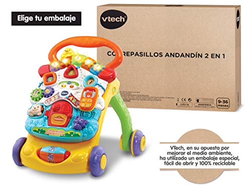 Vtech - Correpasillos Andandín 2 En 1, Diseño Mejorado, Andador Bebé Interactivo Plegable  Versión Española SPB