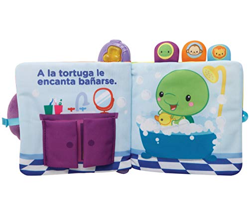 VTech-El Libro de Trompa Cuento de Tela Interactivo para bebé con un Suave Elefante de Peluche y Diferentes Texturas para desarrollar el Sentido del Tacto (3480-189322)