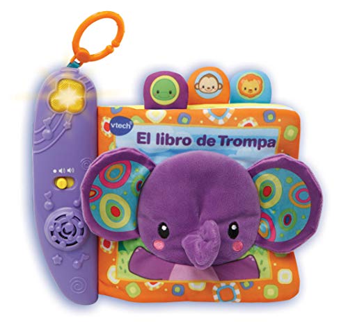 VTech-El Libro de Trompa Cuento de Tela Interactivo para bebé con un Suave Elefante de Peluche y Diferentes Texturas para desarrollar el Sentido del Tacto (3480-189322)