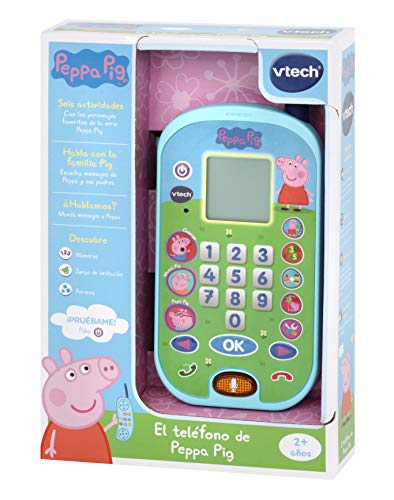 VTech-El teléfono de Peppa Pig Móvil Ectrónico Interactivo Que Simula Conción Tefónica con El Niño y Las Voces de Todos Los Personajes de La Familia, Multicolor, Talla Única (3480-523122)