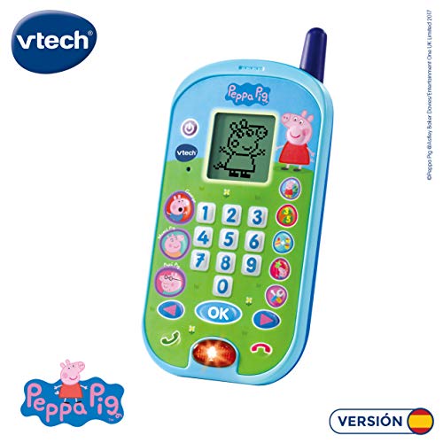 VTech-El teléfono de Peppa Pig Móvil Ectrónico Interactivo Que Simula Conción Tefónica con El Niño y Las Voces de Todos Los Personajes de La Familia, Multicolor, Talla Única (3480-523122)