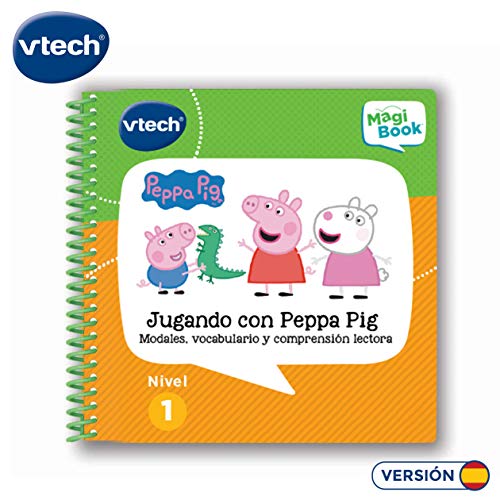 Vtech- Libro para Magibook Jugando con Peppa Pig, comprensión lectora, comportamientos cotidianos y Vocabulario con más de 40 Actividades y Cientos de interacciones, Nivel 1, 2-5 años (80-480422)