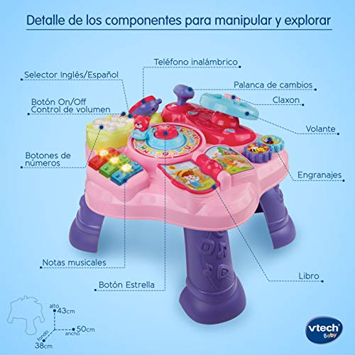 Vtech- Mesita Infantil Estrella Bilingüe, Color rosa (3480-181557)