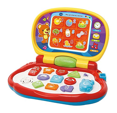 VTech-Mis primeras Teclas Ordenador Infantil con Tres Modos de Juegos Que enseña Animales, Colores, Formas y Notas Musicales, Multicolor (3480-191222)