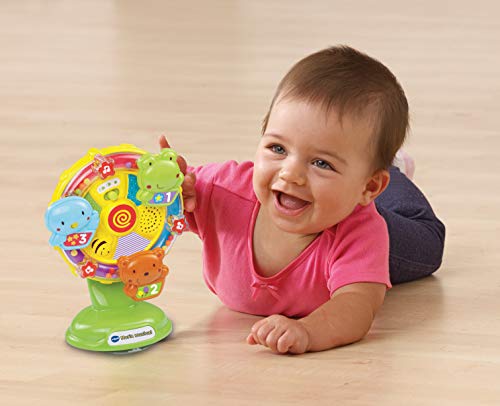 VTech- Noria Musical Sonajero Interactivo Que Incluye una Ventosa para pegarlo en una superfície Lisa y Plana o adherirlo a la Trona, enseña Vocabulario, Animales y Colores (3480-165922)