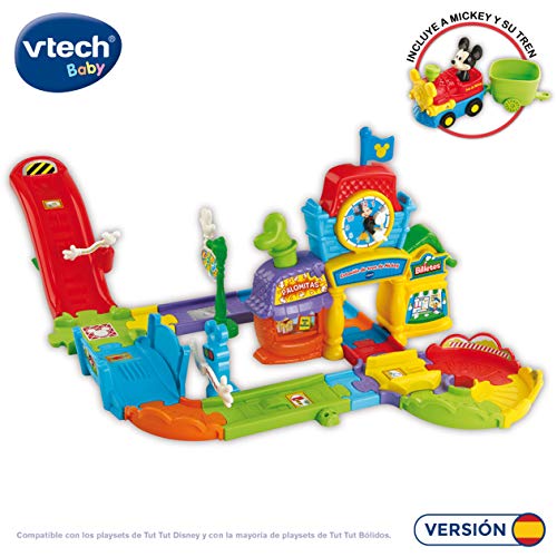 VTech Play Set electrónico interactivo con "La Estación de tren" y un coche exclusivo de Mickey (80-512222)