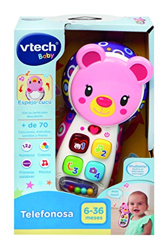 VTech- Teléfono Interactivo de Juguete para entretener y divertir al bebé, Color Rosa (3480-502757)