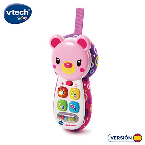 VTech- Teléfono Interactivo de Juguete para entretener y divertir al bebé, Color Rosa (3480-502757)