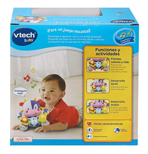 VTech- Vaca muusical Peluche Interactivo de Bebe con Suaves, Multicolor, única (3480-166022)