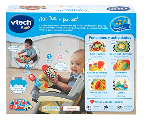 VTech Volante de Paseo Tut Tut Bólidos, Juguete para el Carrito con Tiras de Sujeción, Simulador de Conducción que Enseña Palabras Nuevas y Seguridad Vial (80-192522)