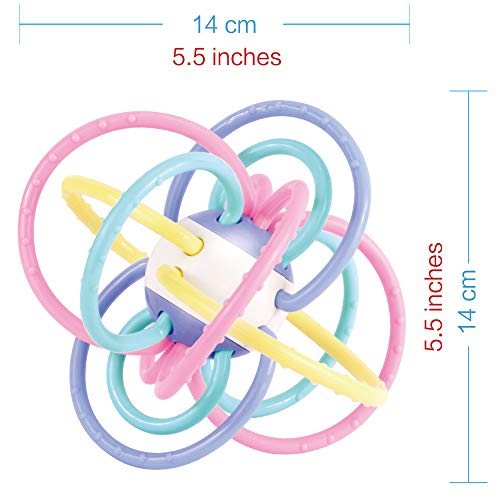 WEofferwhatYOUwant Juguete Mordedor para Bebés de +0 Meses a 1 año Bebé Recién Nacido Aro Mordedor con Sonajero Pelota Sensorial